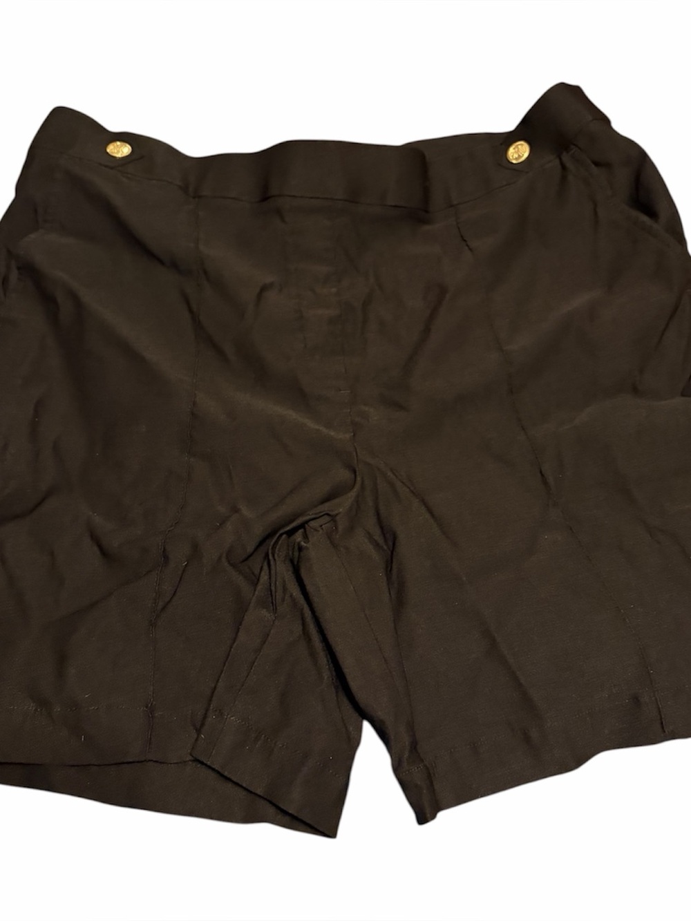 Rafaella High-Waist Black Dress Shorts with Gold Buttons
